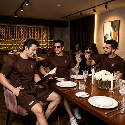 Prime Outfitter Premium BROWN  Dry-Fit Nikar Shirt Set – Breathable Sports & Casual Wear (T-Shirt + Shorts)
