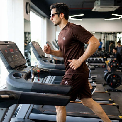 Prime Outfitter Premium BROWN  Dry-Fit Nikar Shirt Set – Breathable Sports & Casual Wear (T-Shirt + Shorts)