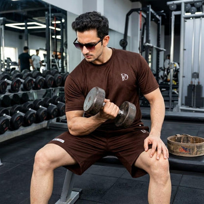 Prime Outfitter Premium BROWN  Dry-Fit Nikar Shirt Set – Breathable Sports & Casual Wear (T-Shirt + Shorts)