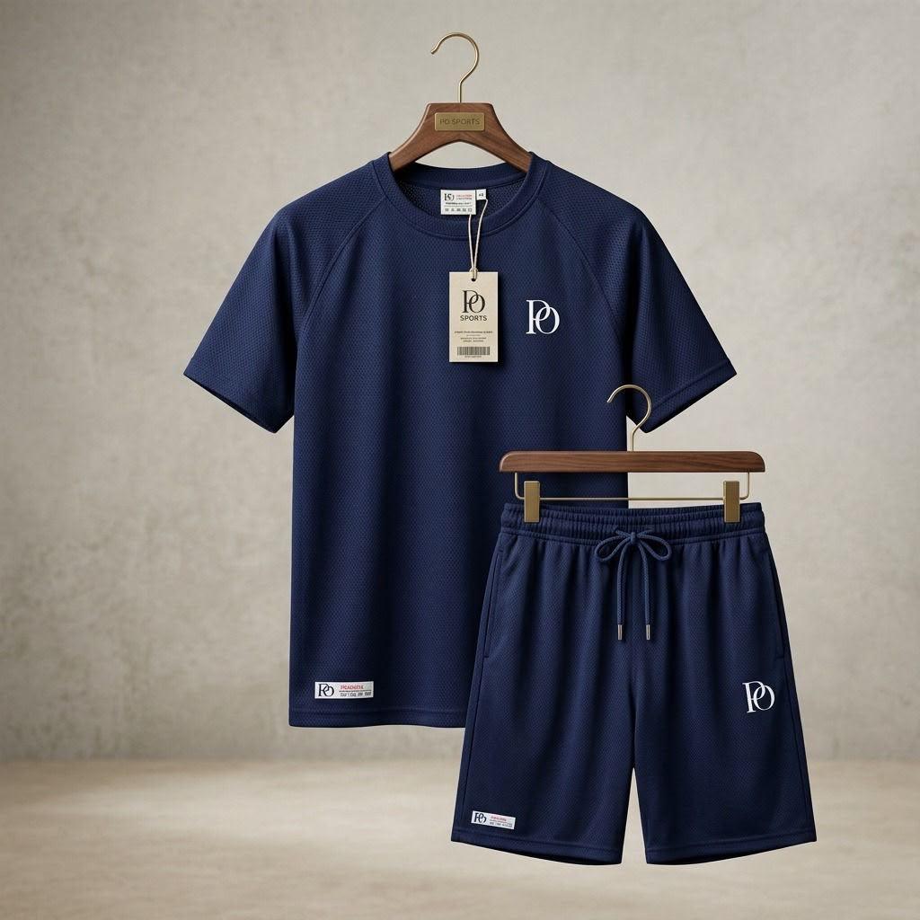 Prime Outfitter Premium BLACK Dry-Fit Nikar Shirt Set – Breathable Sports & Casual Wear (T-Shirt + Shorts)